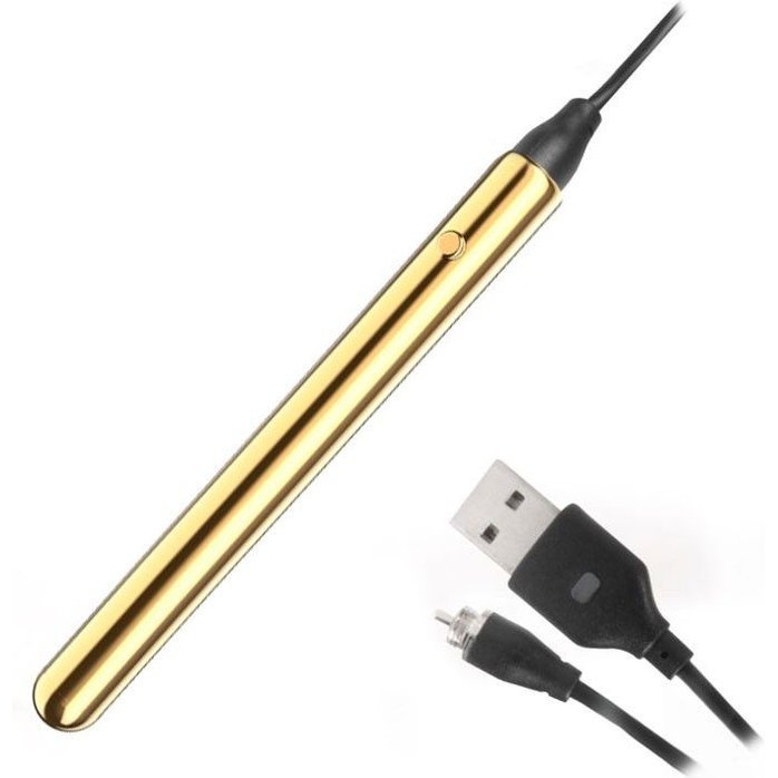 Золотистая подвеска-вибратор Genie Flirting Pen. Фотография 5.