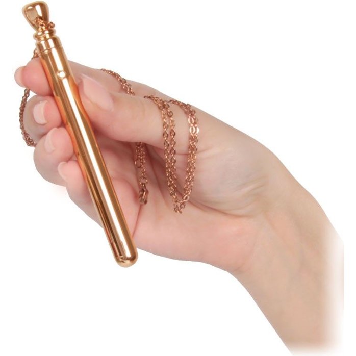 Золотистая подвеска-вибратор Genie Flirting Pen. Фотография 6.