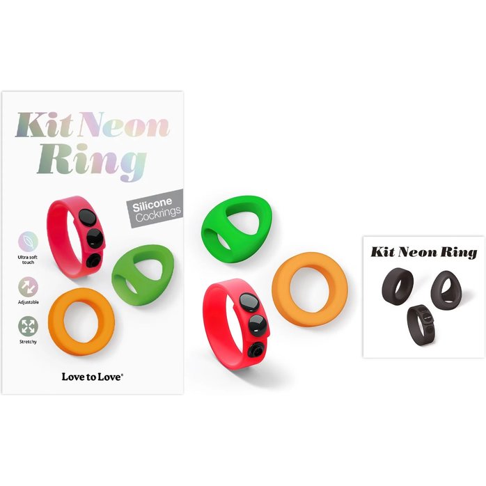 Набор из 3 разноцветных эрекционных колец Kit Neon Ring. Фотография 10.