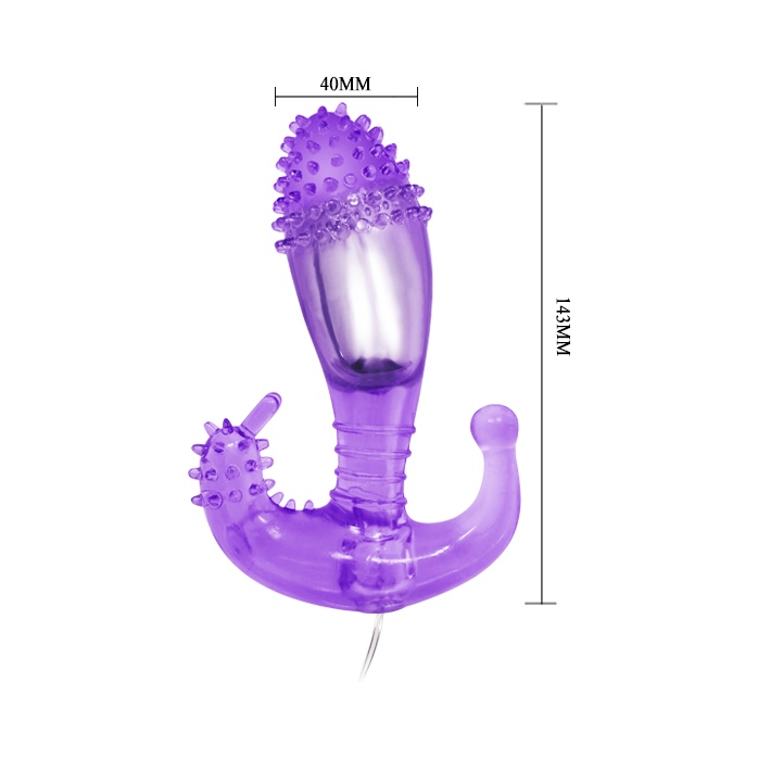 Фиолетовый вибростимулятор с шипами на головке - 14,3 см. Фотография 3.