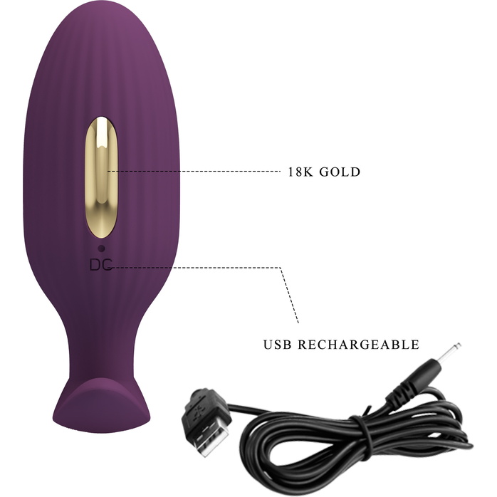 Фиолетовая анальная вибропробка с электростимуляцией Jefferson - 9,2 см - Pretty Love. Фотография 6.