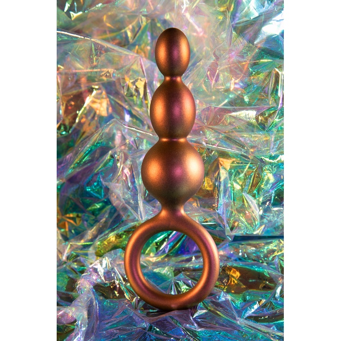 Массажер для анальной стимуляции цвета бронзы Matrix Beaded Loop Plug - 13,3 см - Anal Adventures. Фотография 4.