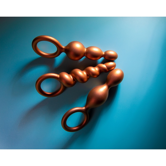 Массажер для анальной стимуляции цвета бронзы Matrix Beaded Loop Plug - 13,3 см - Anal Adventures. Фотография 5.