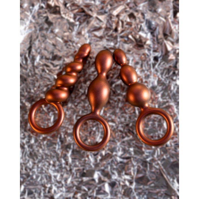 Массажер для анальной стимуляции цвета бронзы Matrix Beaded Loop Plug - 13,3 см - Anal Adventures. Фотография 6.