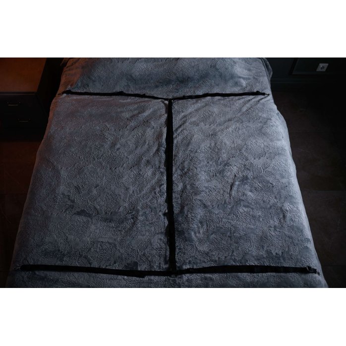 Черный кожаный набор фиксации на кровати Sex Game. Фотография 3.