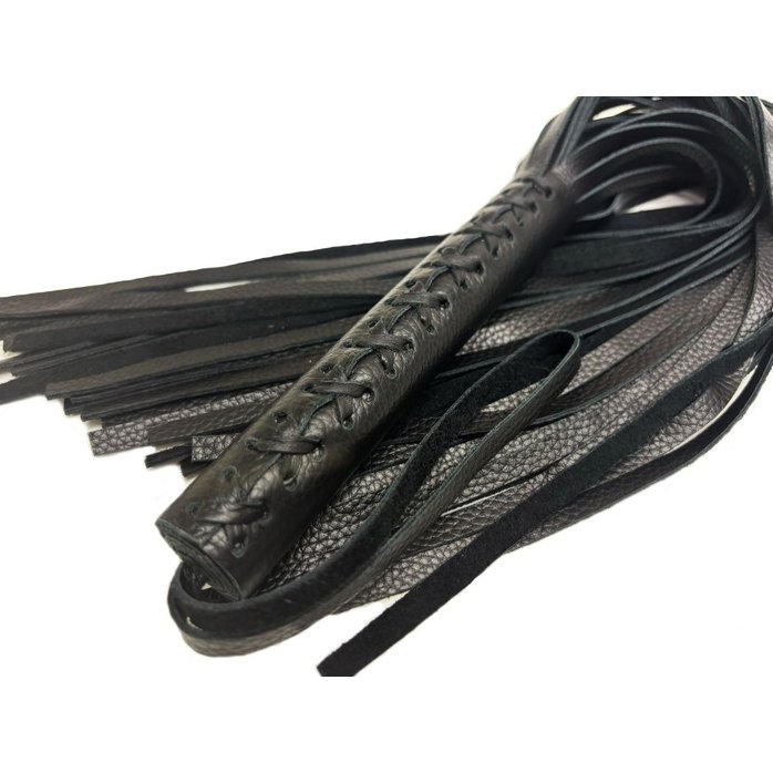 Черная многохвостовая плеть из мягкой кожи - 57 см. Фотография 5.