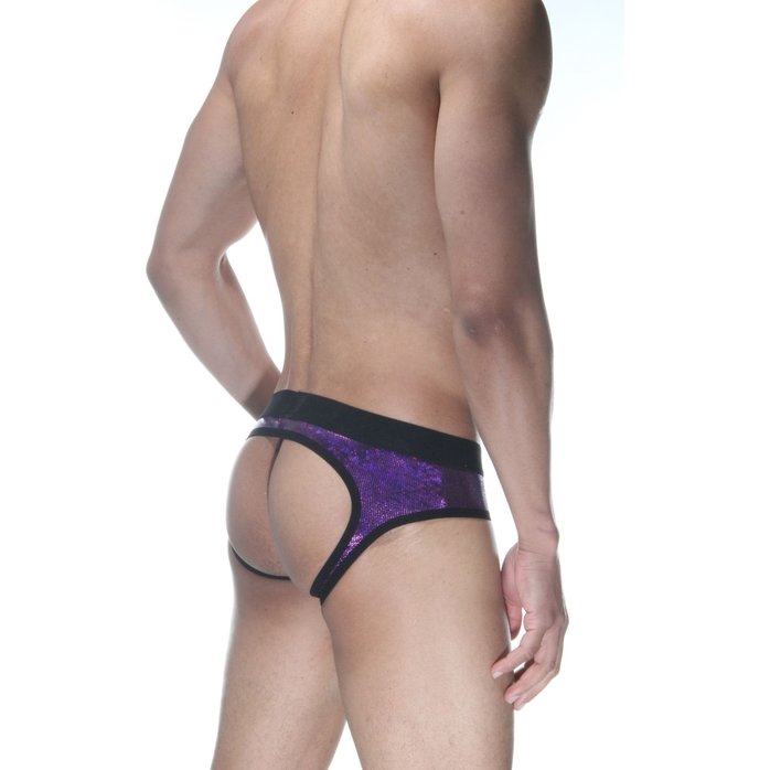 Сексуальные фиолетовые блестящие трусы-джоки. Фотография 2.