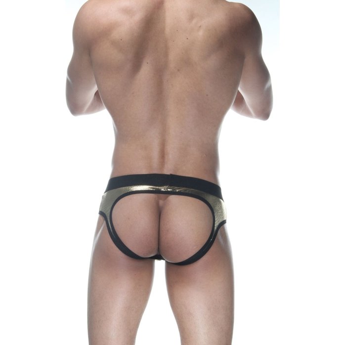 Сексуальные золотистые блестящие трусы-джоки. Фотография 3.