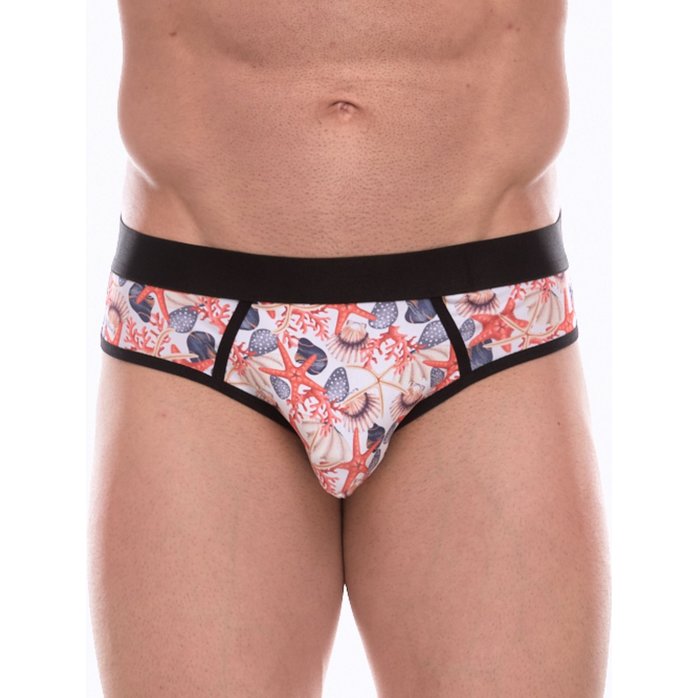 Белые трусы-джоки с принтом в виде цветных ракушек