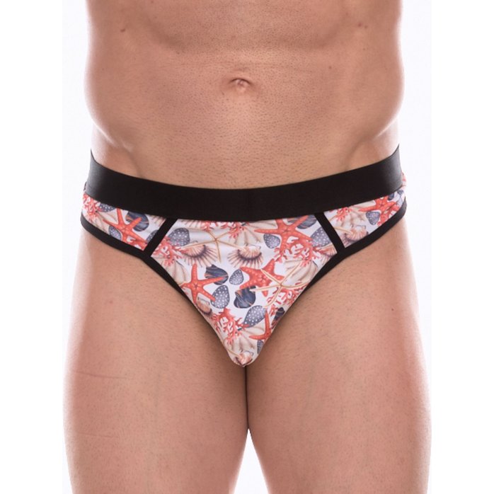 Мужские трусы-стринги с принтом в виде разноцветных ракушек