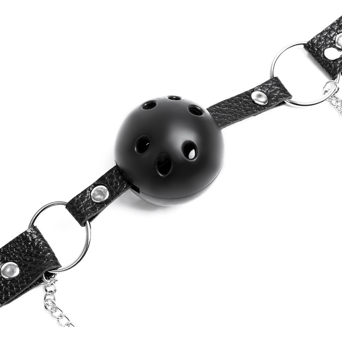 Черный кляп-шарик «Оки-Чпоки» с зажимами для сосков - Оки-Чпоки. Фотография 5.