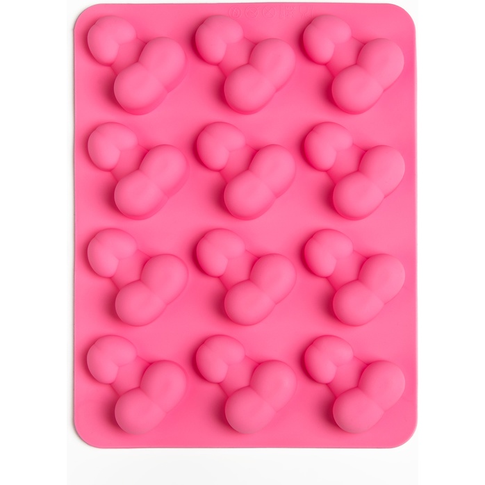 Ярко-розовая силиконовая форма для льда с фаллосами - Оки-Чпоки. Фотография 2.