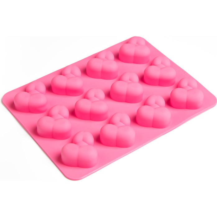 Ярко-розовая силиконовая форма для льда с фаллосами - Оки-Чпоки
