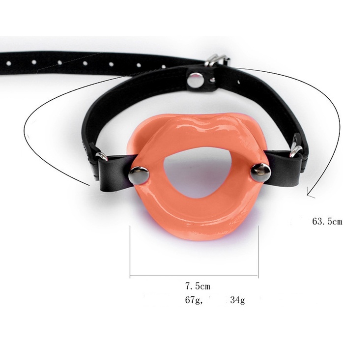 Телесный кляп-ротик на черных регулируемых ремешках - Оки-Чпоки. Фотография 2.
