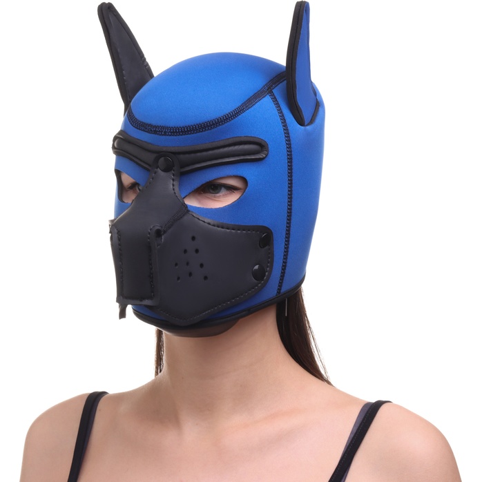 Синяя неопреновая БДСМ-маска Puppy Play - Оки-Чпоки. Фотография 5.