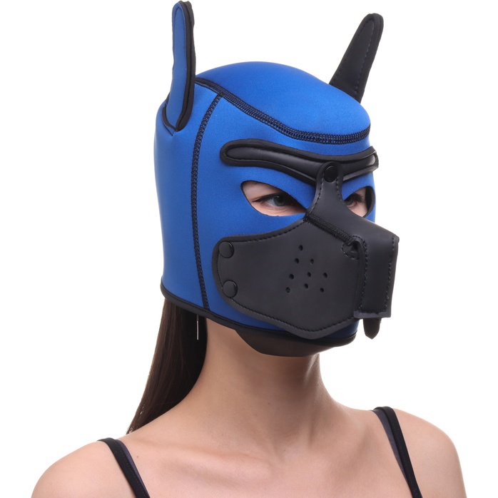 Синяя неопреновая БДСМ-маска Puppy Play - Оки-Чпоки. Фотография 6.