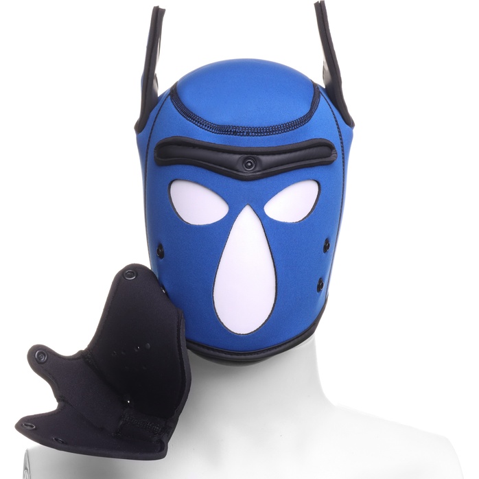 Синяя неопреновая БДСМ-маска Puppy Play - Оки-Чпоки. Фотография 10.