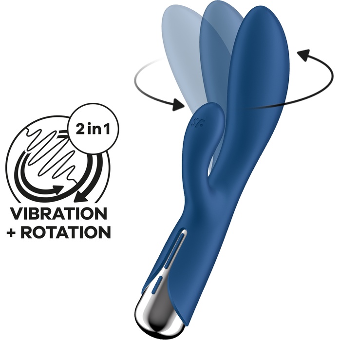 Синий вибратор-кролик с ротацией Spinning Rabbit 1 - 20 см. Фотография 3.