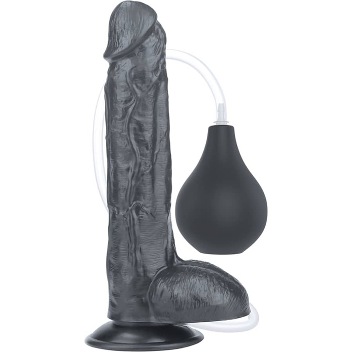 Черный фаллоимитатор-гигант с грушей 10 Squirt Extreme Dildo - 25,5 см. Фотография 12.