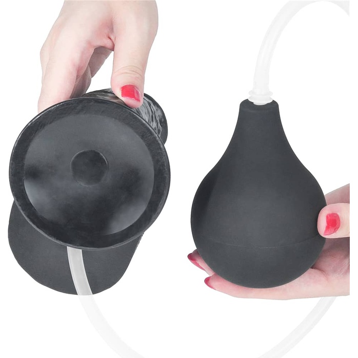 Черный фаллоимитатор-гигант с грушей 10 Squirt Extreme Dildo - 25,5 см. Фотография 4.