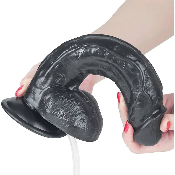 Черный фаллоимитатор-гигант с грушей 10 Squirt Extreme Dildo - 25,5 см. Фотография 5.