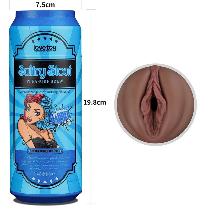 Коричневый мастурбатор-вагина Pleasure Brew Masturbator-Sultry Stout в банке. Фотография 3.