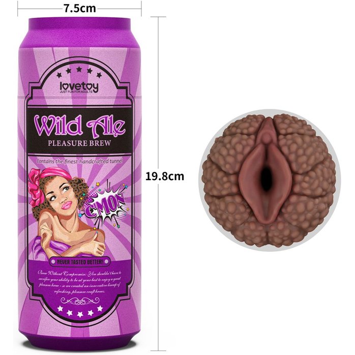 Коричневый мастурбатор-вагина Pleasure Brew Masturbator-Wild Ale в банке. Фотография 3.