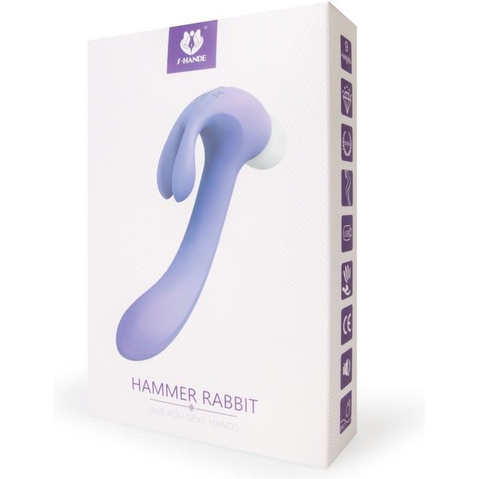 Сиреневый двусторонний вибромассажер Hammer Rabbit - 18,8 см. Фотография 3.