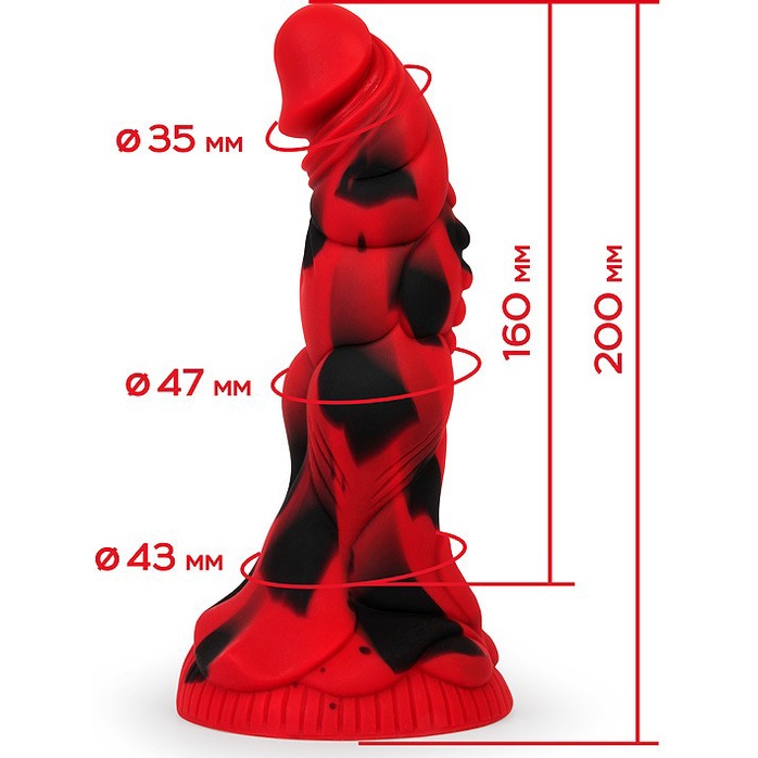 Красный фантазийный фаллоимитатор - 20 см - MAGIC HERO. Фотография 3.