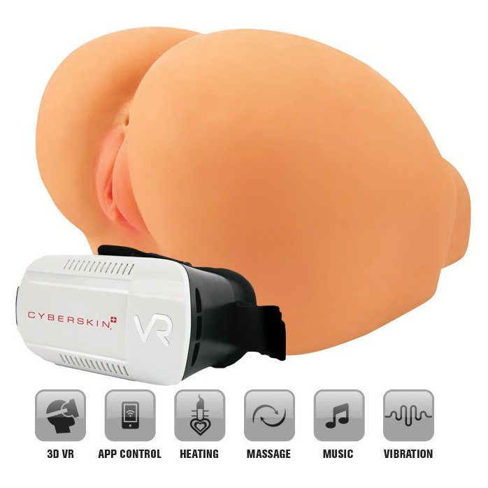 Реалистичная вагина с вибрацией, нагревом и шлемом виртуальной реальности CyberSkin Twerking Butt Cl - TwerkingButt