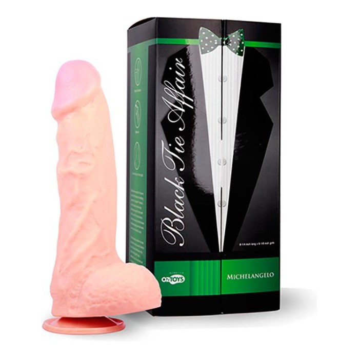 Телесный фаллоимитатор на присоске Skinsation Black Tie Affaire Michelangelo - 20 см - Skinsation