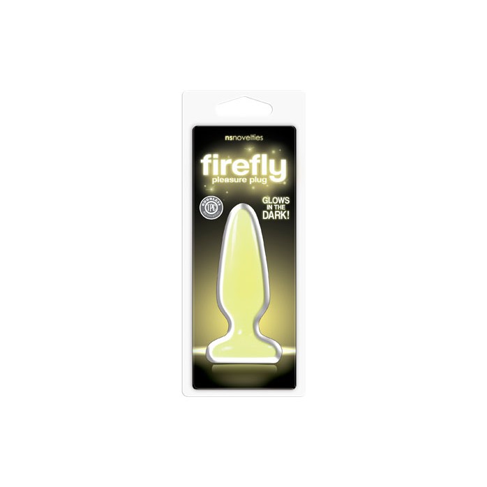 Желтая анальная пробка, светящаяся в темноте, Firefly Pleasure Plug Small - 10,1 см - Firefly. Фотография 2.