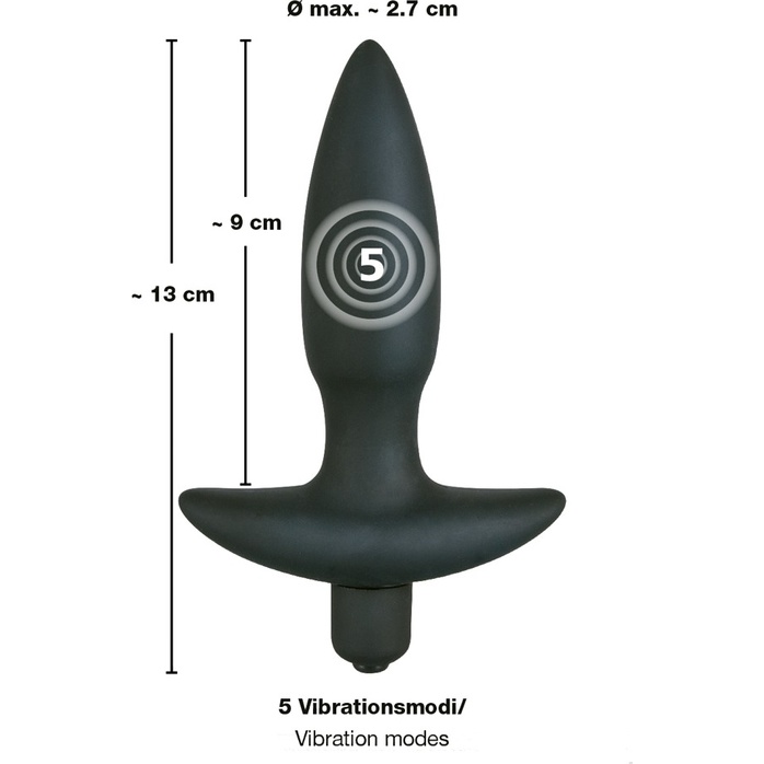Анальная вибровтулка с 5 скоростями вибрации Vibrating Plug Small - 13 см - You2Toys. Фотография 4.