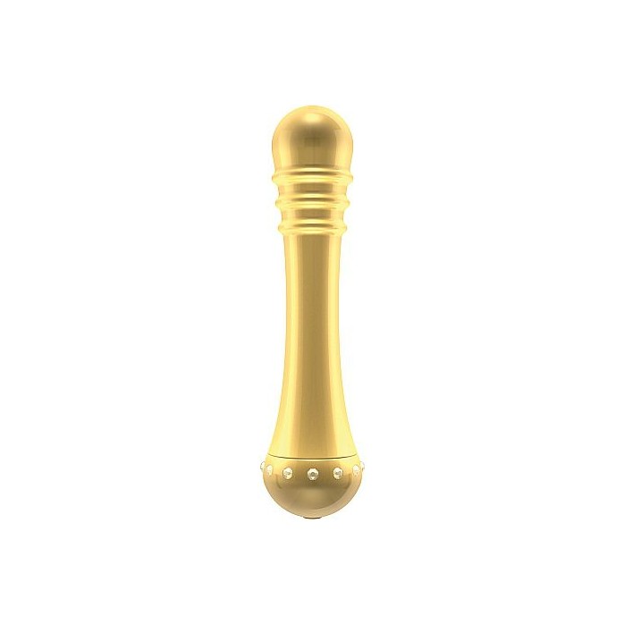 Вибратор с ребристой головкой The Emerald Gold - 16,3 см - Shots Toys