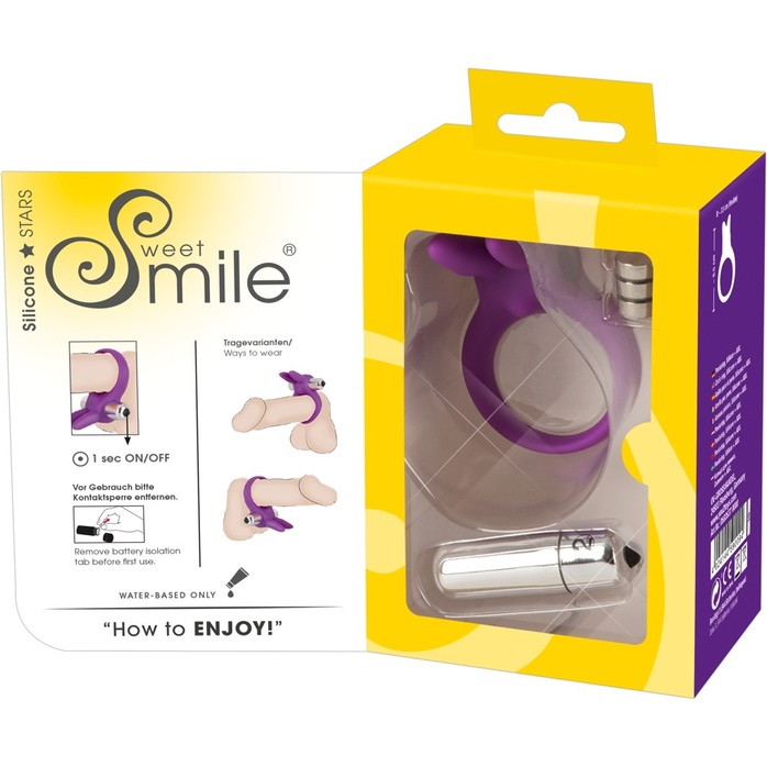 Фиолетовое эрекционное кольцо с вибрацией Smile Rabbit - Sweet Smile. Фотография 7.