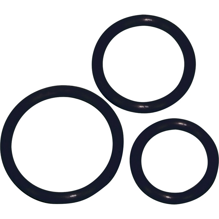 Набор из 3 чёрных эрекционных колец разного диаметра - You2Toys