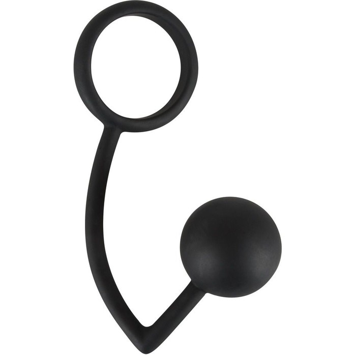 Чёрное эрекционное кольцо с шариком для анальной стимуляции - You2Toys. Фотография 2.