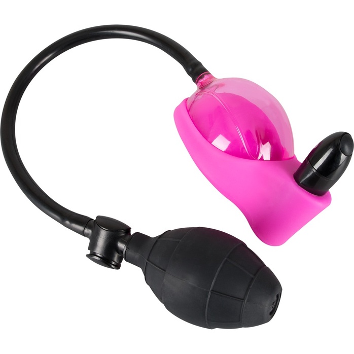 Розово-чёрная помпа с вибрацией для клитора - You2Toys. Фотография 3.