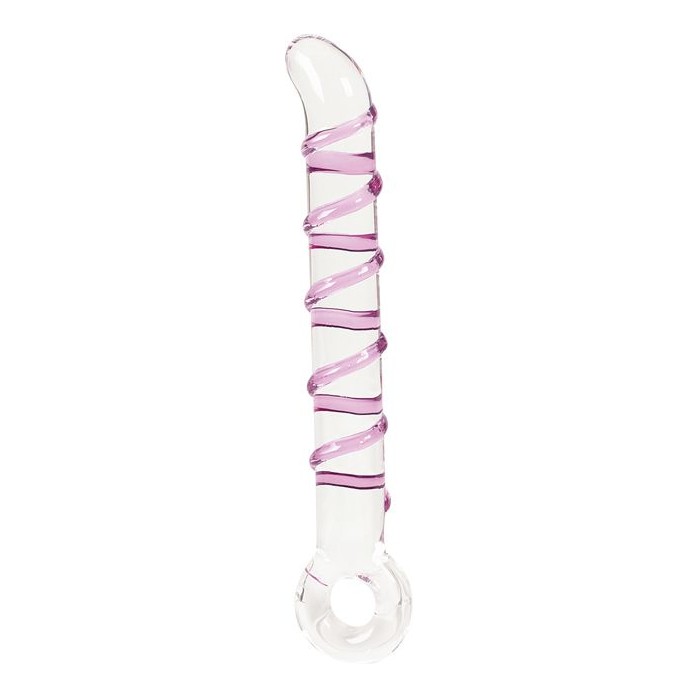 Стеклянный фаллоимитатор с фиолетовой спиралью - 17 см - Glass Worxx