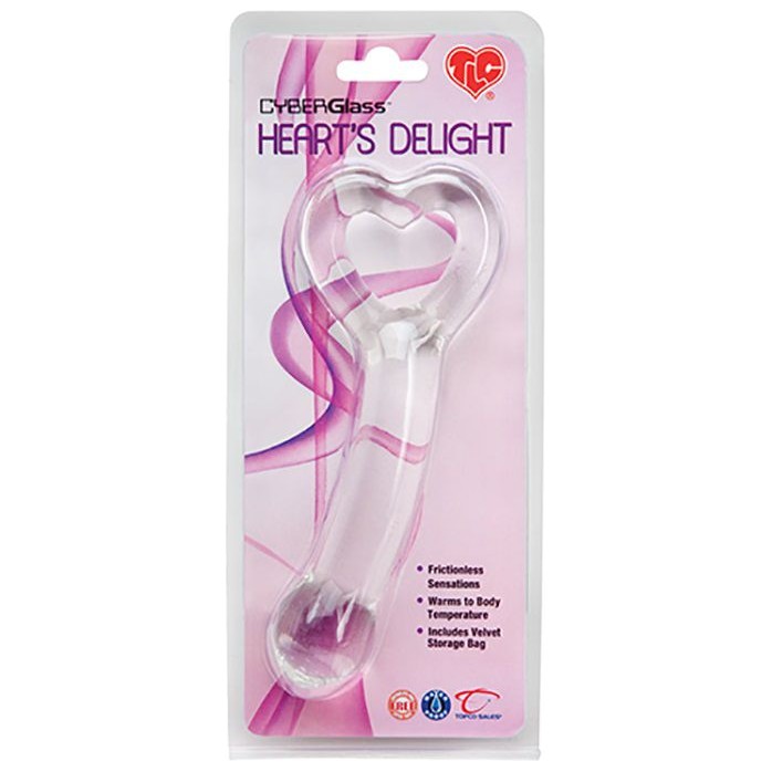 Стеклянный фаллос с ручкой-сердечком TLC CyberGlass Heart’s Delight - 17 см - TLC