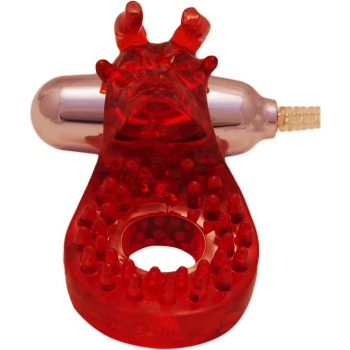 Красное эрекционное кольцо со съемным виброэлементом Bulls Eye Ring - Manpower