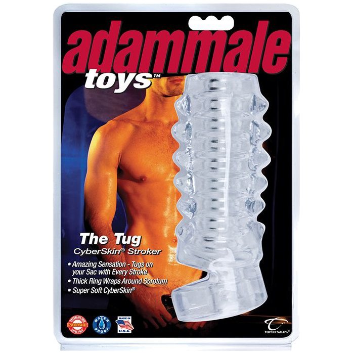 Открытая насадка на член Adam Male Toys The Tug CyberSkin Stroker - Adam Male Toys. Фотография 3.