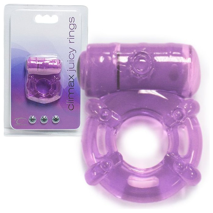 Фиолетовое эрекционное кольцо с вибрацией Climax Juicy Rings - Climax