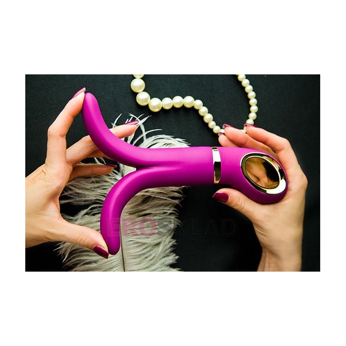 Ярко-розовый анатомический вибромассажер Fun Toys Gvibe 2 - 18 см. Фотография 3.