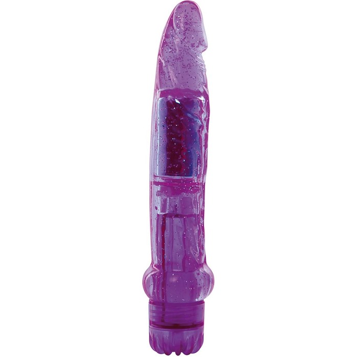 Фиолетовый вибратор-реалистик с блёстками JAMMY JELLY DAZZLY GLITTER- 18,5 см - Jammy Jelly