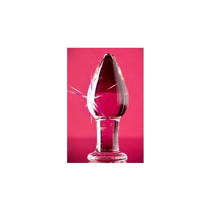 Розовая гладкая анальная пробка из стекла - 10 см
