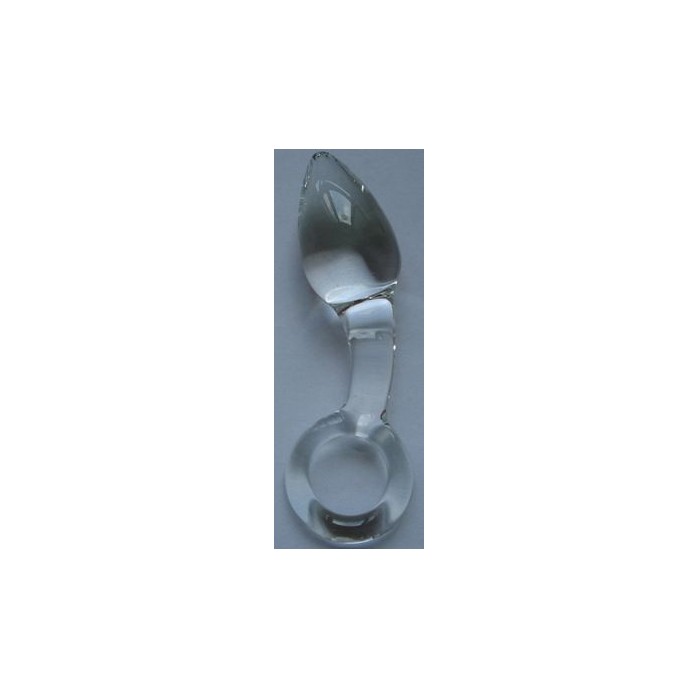 Стеклянная анальная пробка с ручкой в виде кольца - 14 см. Фотография 2.