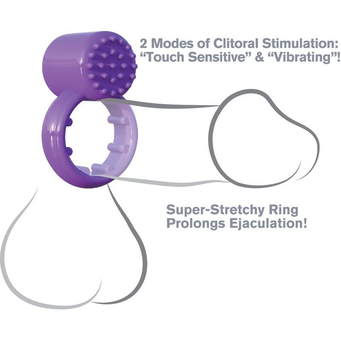 Фиолетовое эрекционное кольцо с вибрацией Sensual Touch Love Ring - Fantasy C-Ringz. Фотография 5.