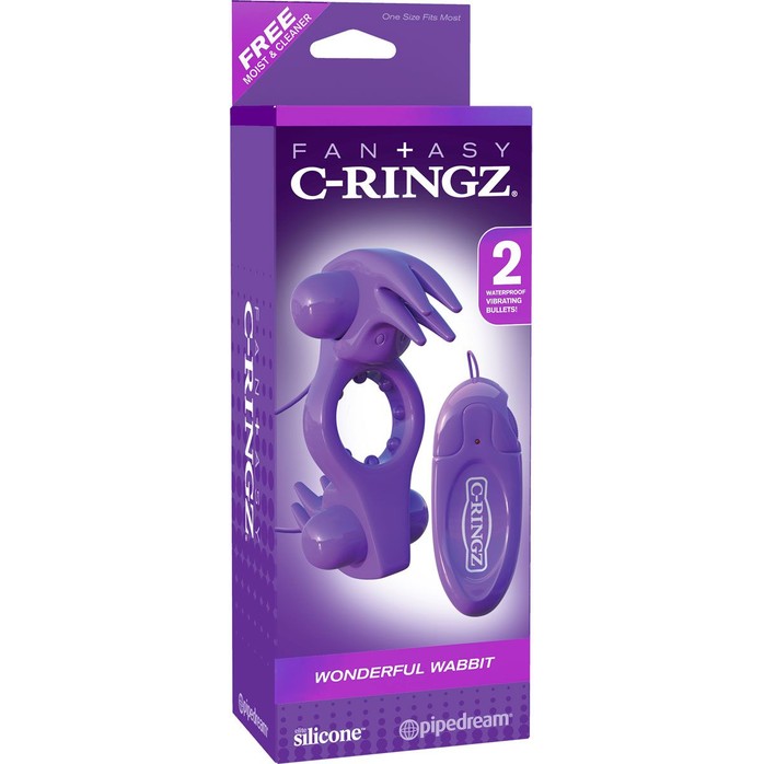 Фиолетовое эрекционное кольцо с вибрацией Wonderful Wabbit - Fantasy C-Ringz. Фотография 6.