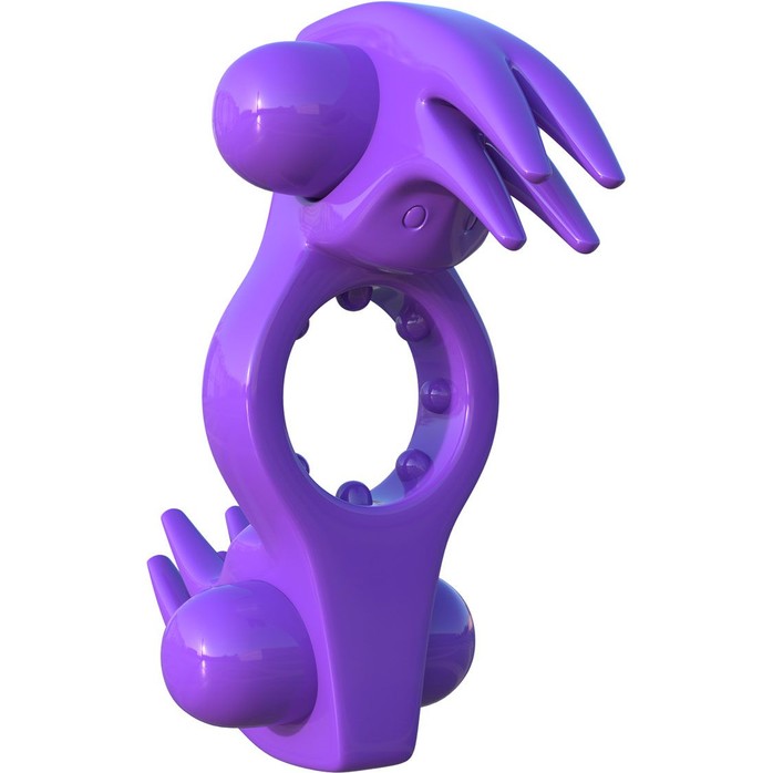 Фиолетовое эрекционное кольцо с вибрацией Wonderful Wabbit - Fantasy C-Ringz